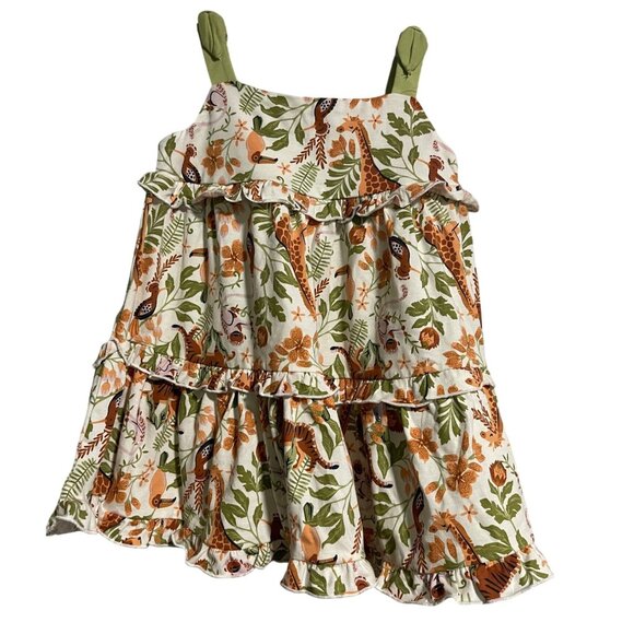 Rachel Zoe Baby Girl Giraffe Floral Tiered Dress 24M Cotton Blend - Picture 1 of 6